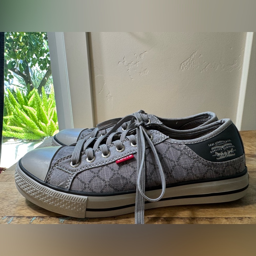 Levi's Gray Lace-Up Sneakers with Logo Monogram Design